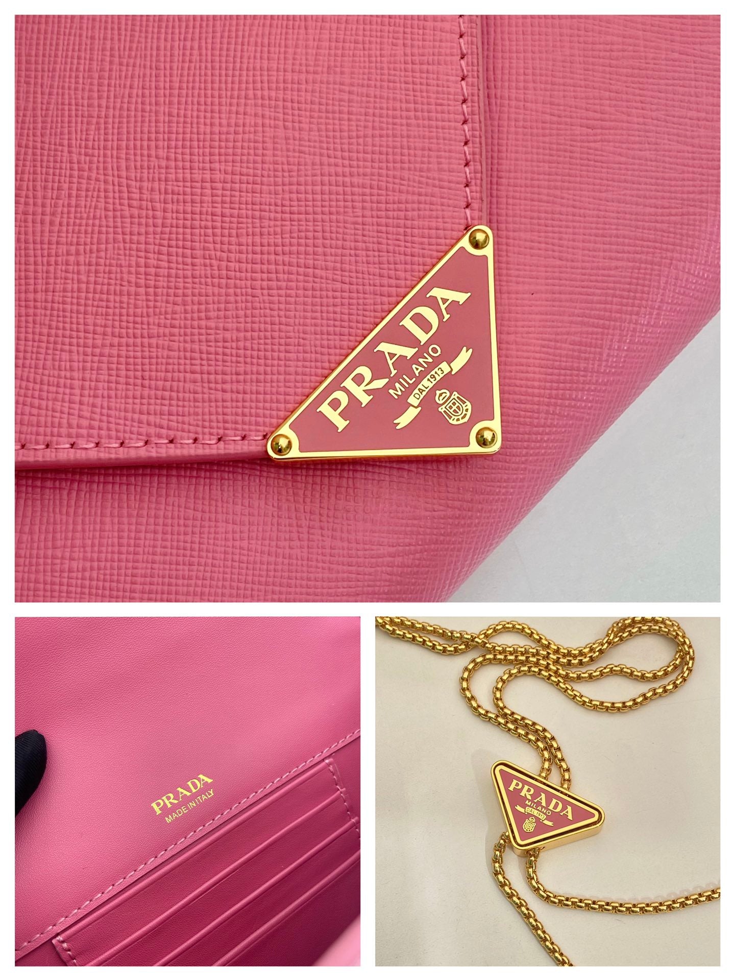 PRA Cross Pattern Envelope Bag Pink Leather 341153