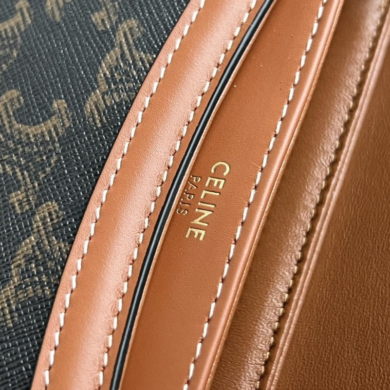 Triomphe 15 Black Pattern Calfskin Handbag
