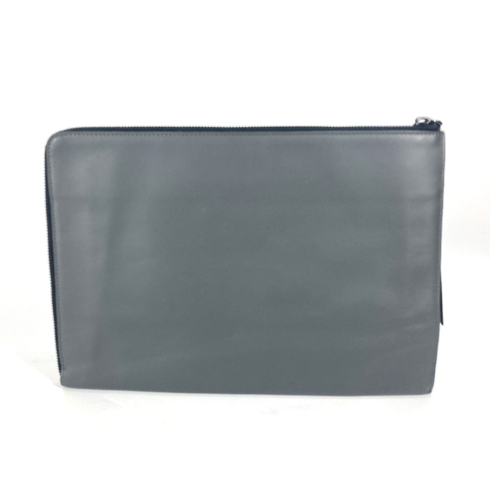 Fendi Clutch Bag Leather Gray Zip Mens