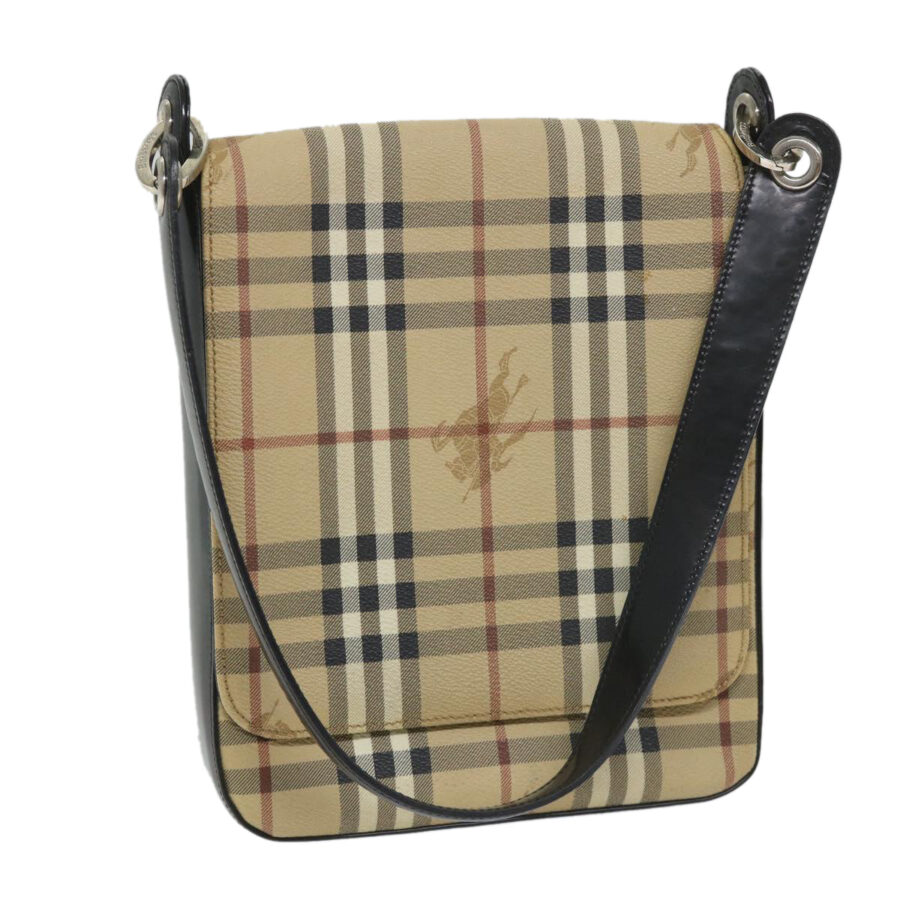 BURBERRYSs Nova Check Shoulder Bag PVC Leather Beige Black Auth 56484 | Studio Nafay