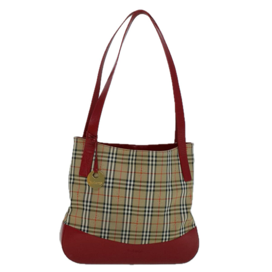 BURBERRYSs Nova Check Tote Bag Canvas Beige Red Auth 56573 | Studio Nafay