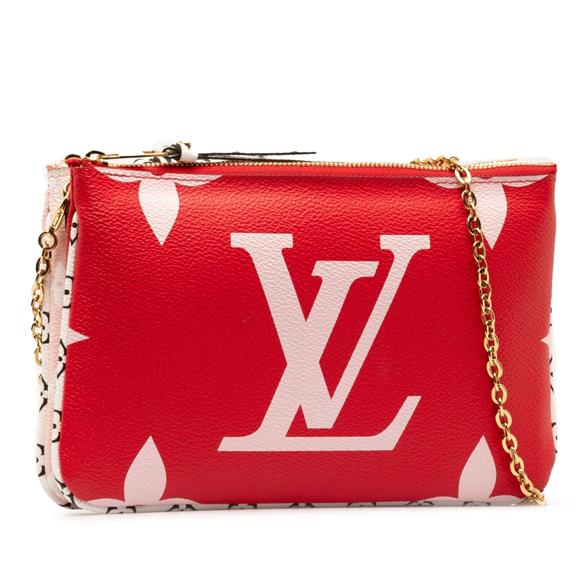 Red Louis Vuitton Monogram Giant Jungle Pochette Double Zip Crossbo…