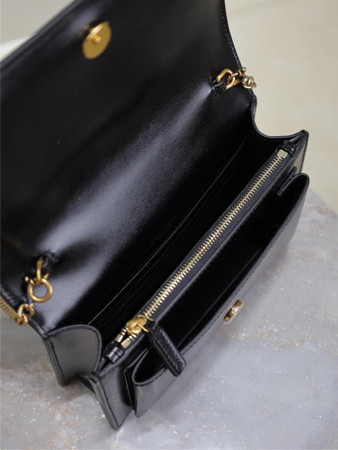 Sunset Small BAG 19 IN Black Calfskin Copper Hardware