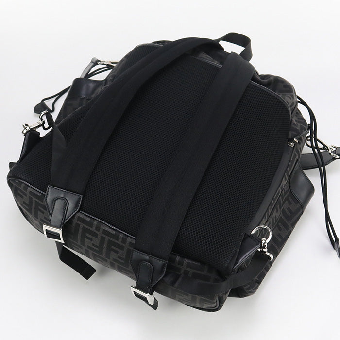 Fendi AG0M Strike Large Backpack Leather/jacquard Black Mens